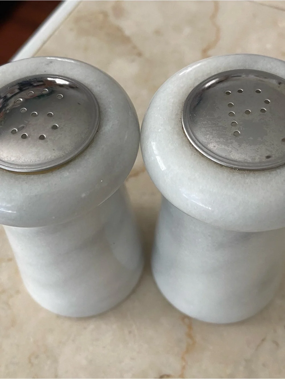 Vintage MCM Marble Salt & Pepper Shakers